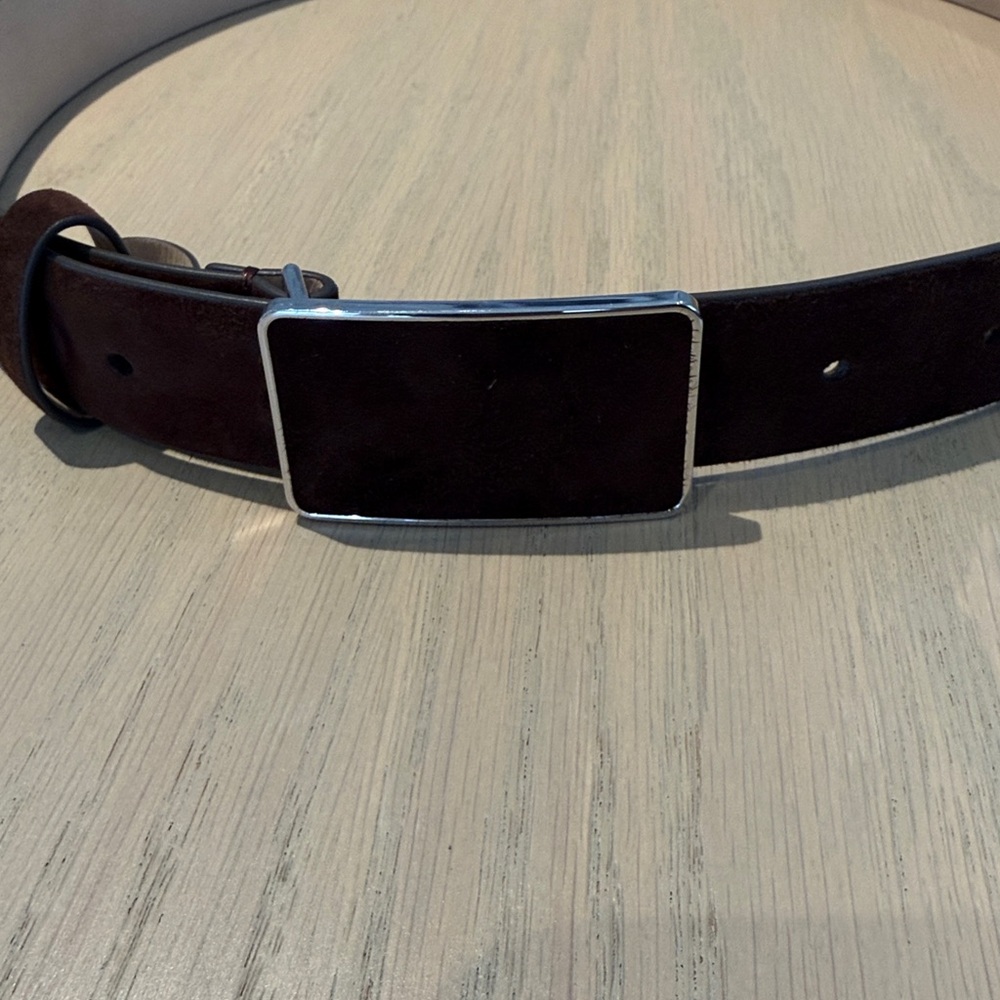 Tory Burch Brown Suede Plate Belt